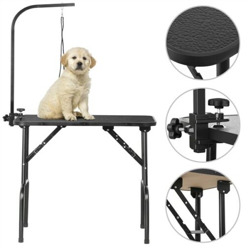 32" Portable Pet Dog Grooming Table Foldable W/ Large Adjustable Arm/noose Black