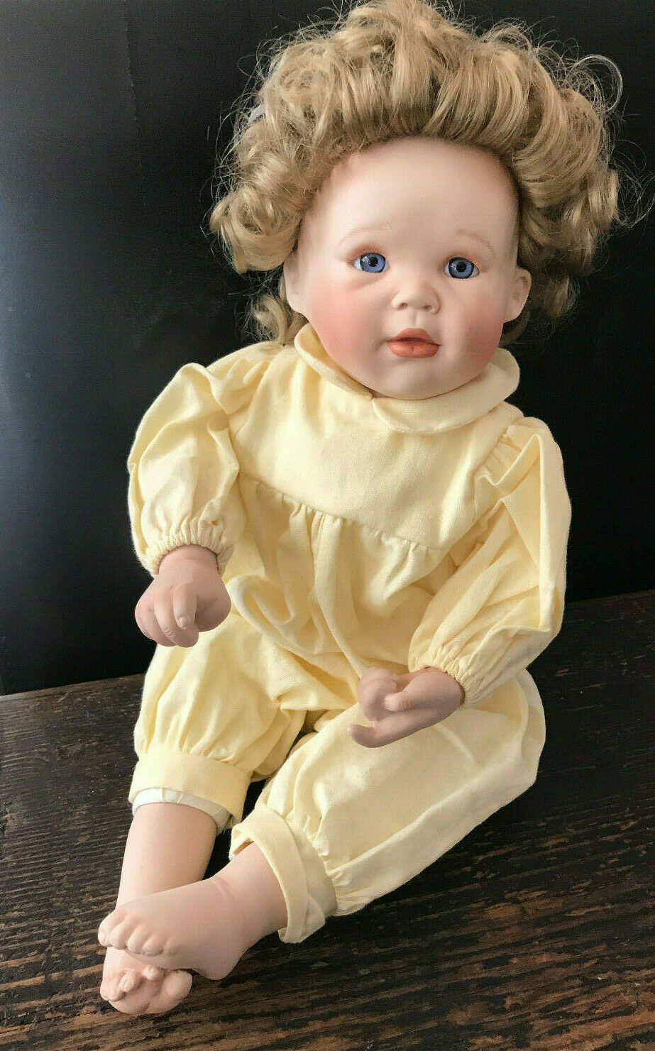 Ashton Drake Yolanda Bello 13" Porcelain Doll 1941a Yellow Romper Blue Eyes