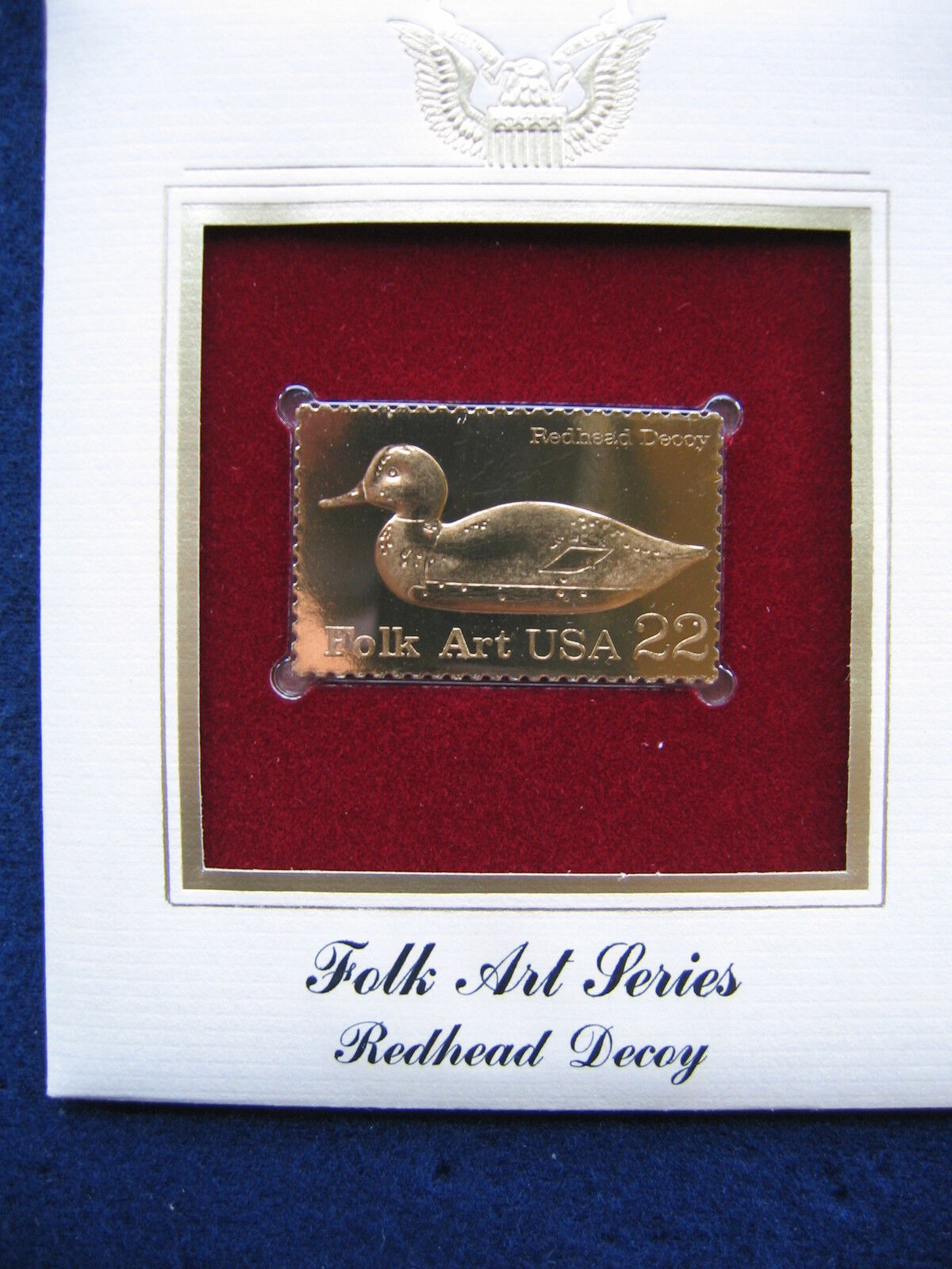 1985 Redhead Decoy Duck Folk Art Series Replica Golden Gold Cover Stamp
