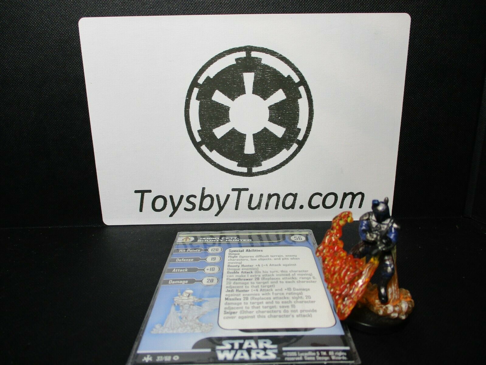 Star Wars Miniatures Jango Fett, Bounty Hunter Bh W/ Card Mini Rpg Legion