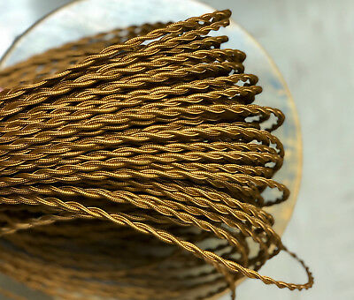 Bronze Twisted Rayon Covered Wire, Vintage Style Cloth Color Cord, Braided Cable