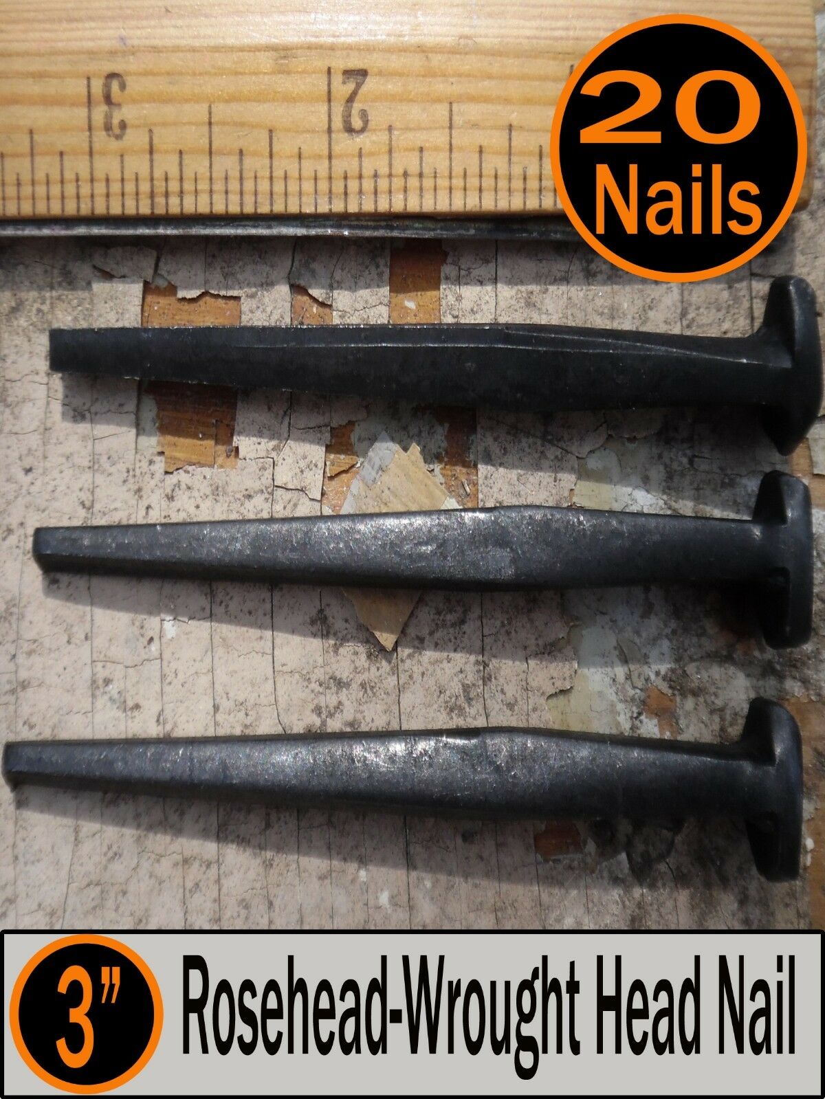 (20) 3" - Decorative Rosehead Rustic Nails  - Historic Restoration Nails - 10d