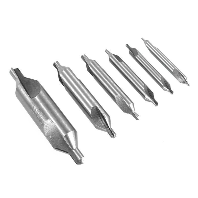 6 Pcs High Speed Steel Center Drill Bits Set Combined Countersinks Kit 60° 1-5mm