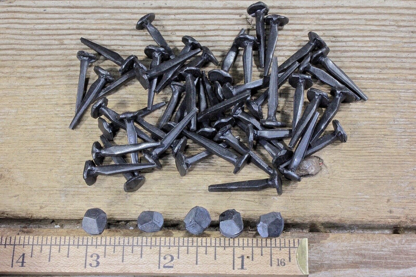 1" Rose Head 50 Nails Square Wrought Iron Vintage Rustic Decorative Historic