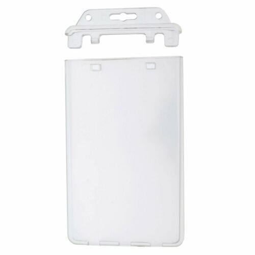 Specialist Id Permanent Locking Hard Plastic Badge Holder - Clear & Vertical